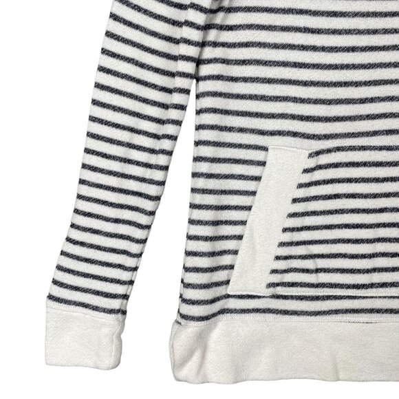 Banana Republic Womens Sweater XS White Gray Stripe Soft Kangaroo Pocket Work - Picture 4 of 10